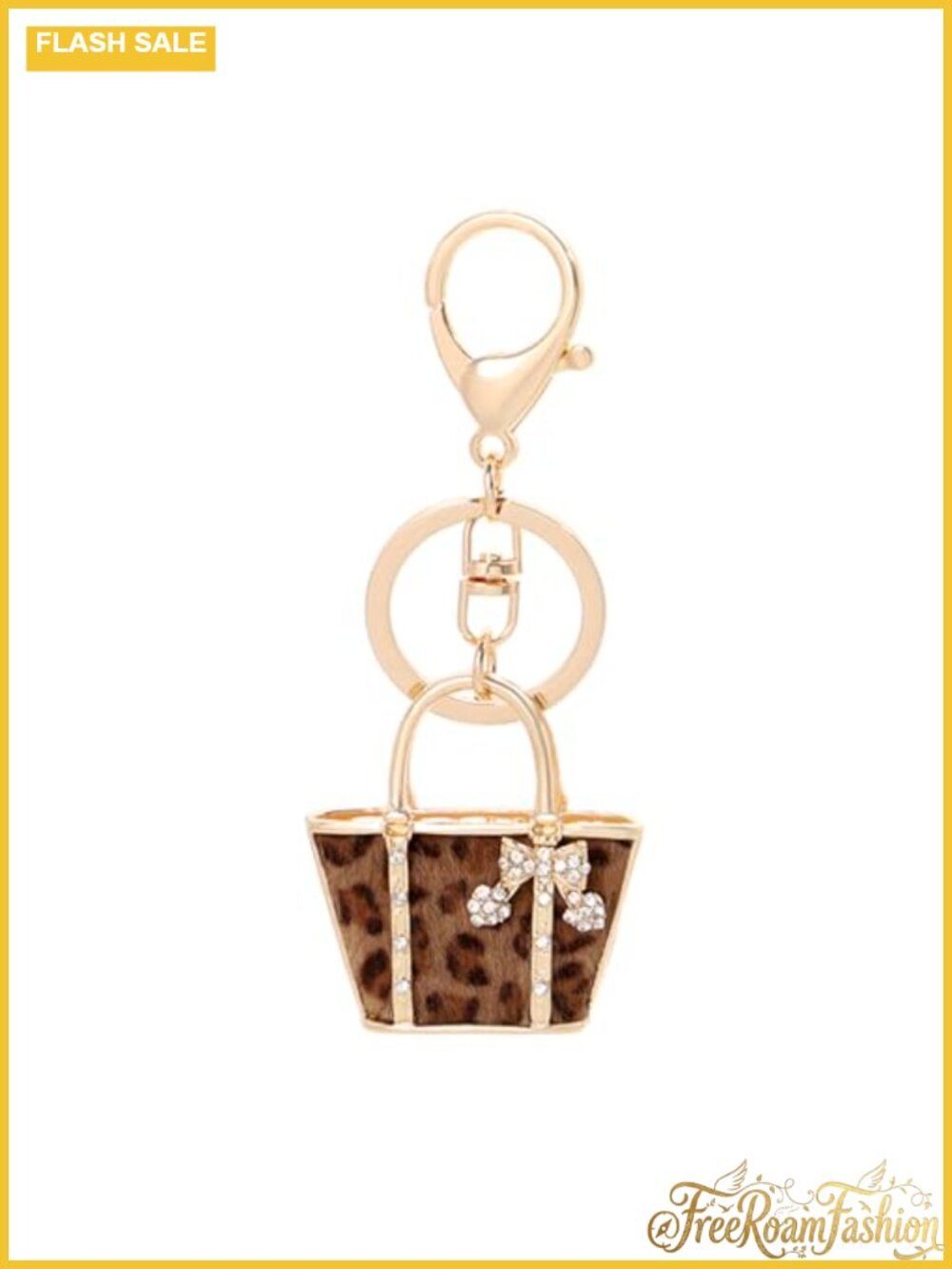 Leopard Print Small Bag Keychain Charm Alloy Simulated Diamond Purse Charm